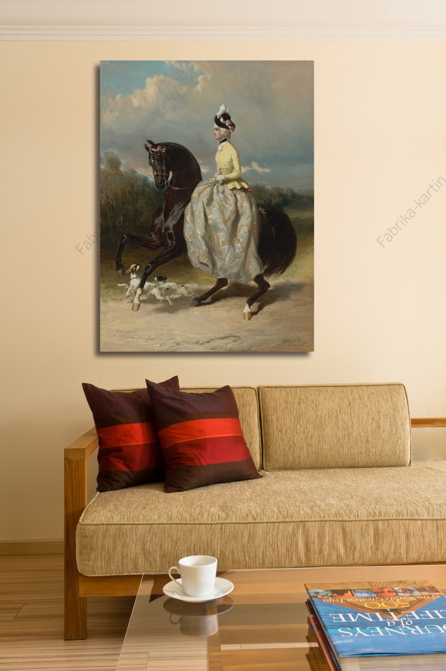 Картина Мария-Антуанетта в женском костюме на лошади