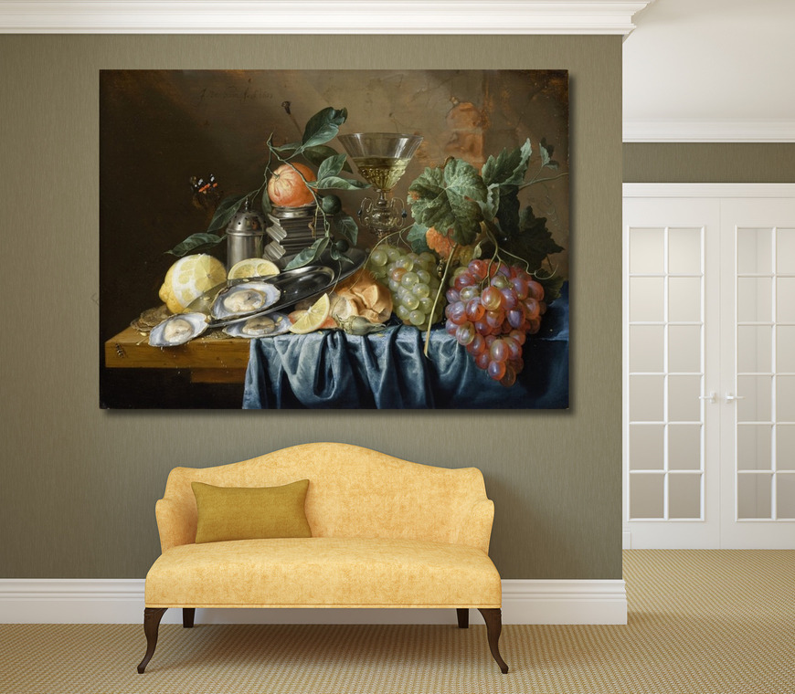 Картина Натюрморт с устрицами и виноградом