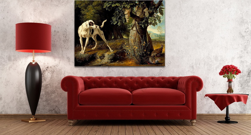 Картина Пейзаж с собакой и куропаткой
