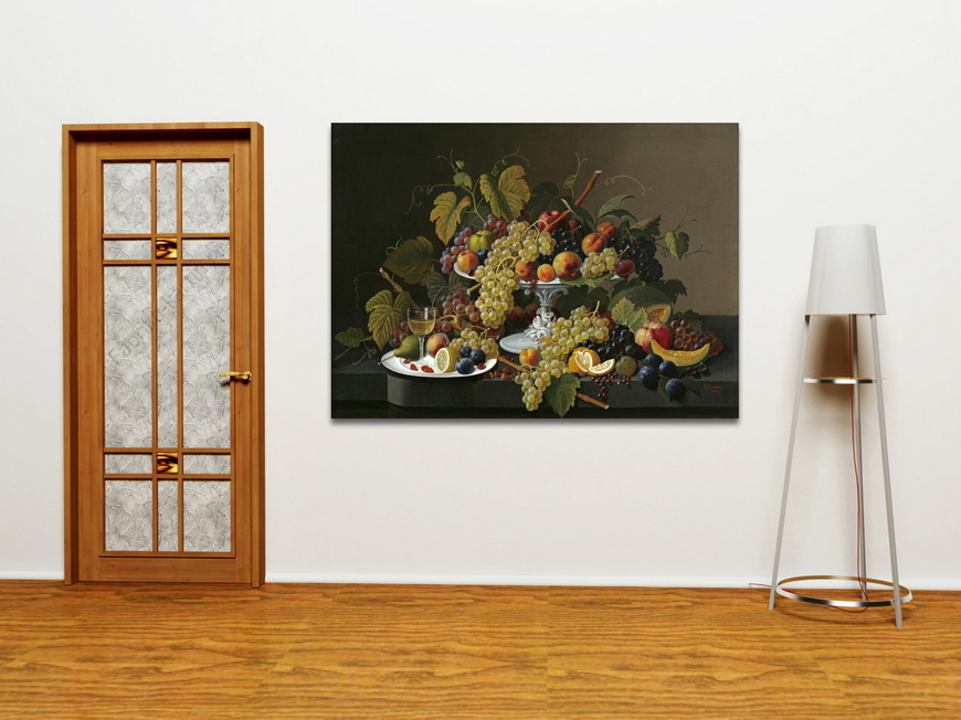 Картина Натюрморт фруктов и вина на столе