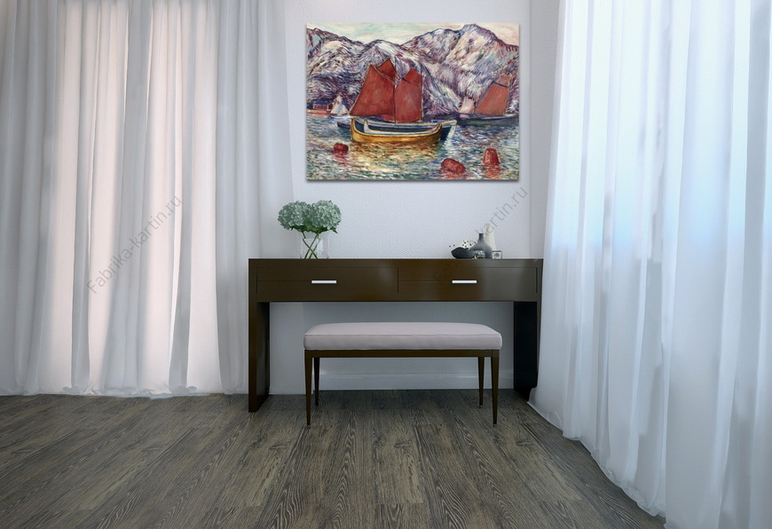 Картина Пейзаж Фьорда с парусными лодками