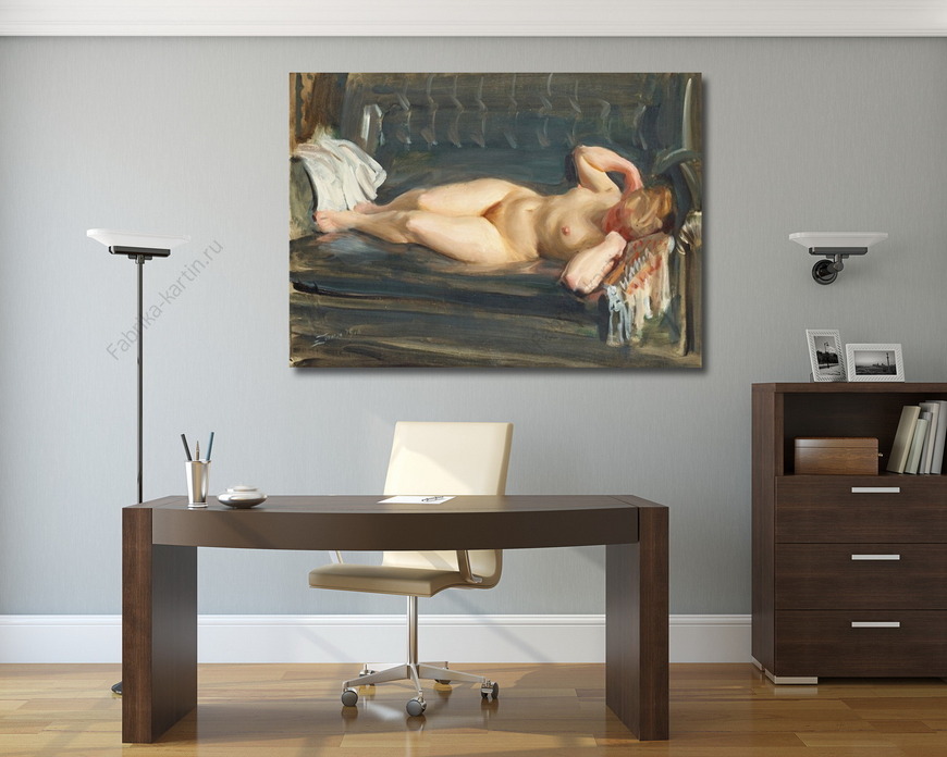 Картина На серо-голубом кожаном диване, Цорн Андерс
