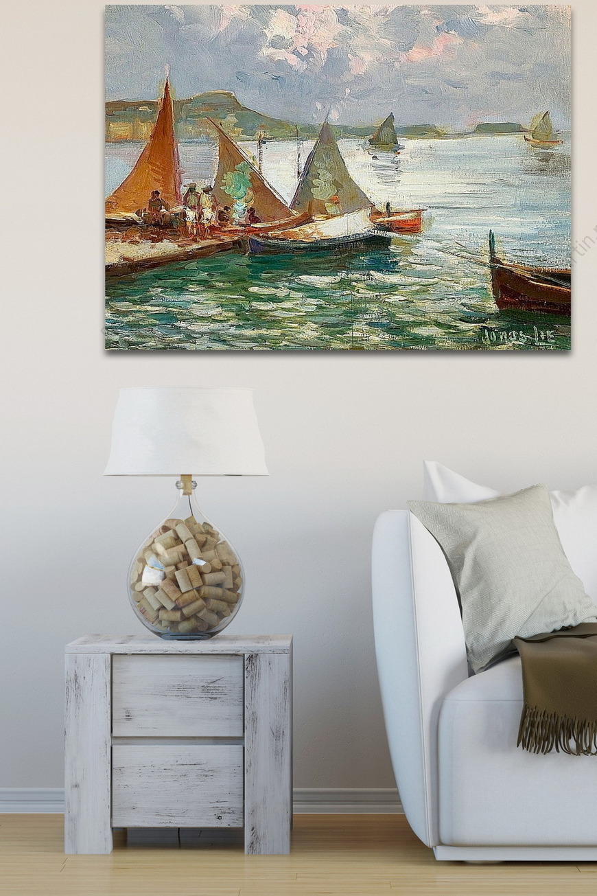 Картина Паруса в гавани, Джонас Ли
