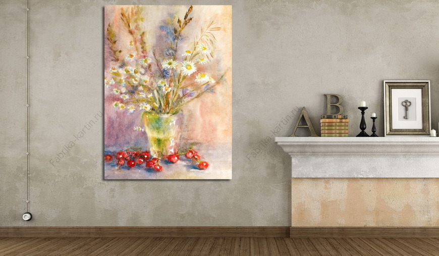 Картина Ромашки и вишня