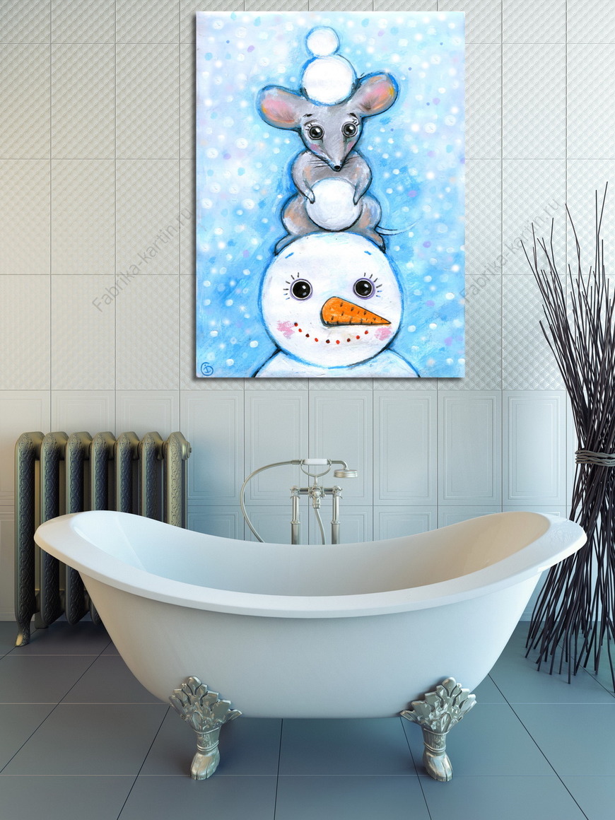 Картина Мышка и снеговик