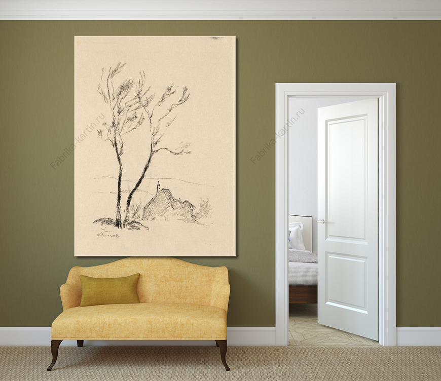 Картина Дерево, пейзаж, дома