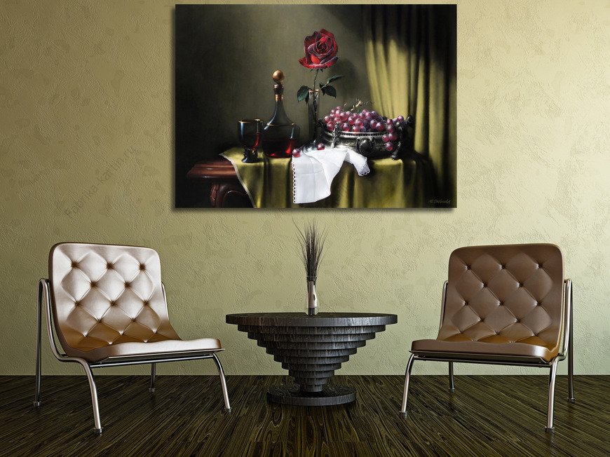 Картина Бархатная роза, вино и виноград