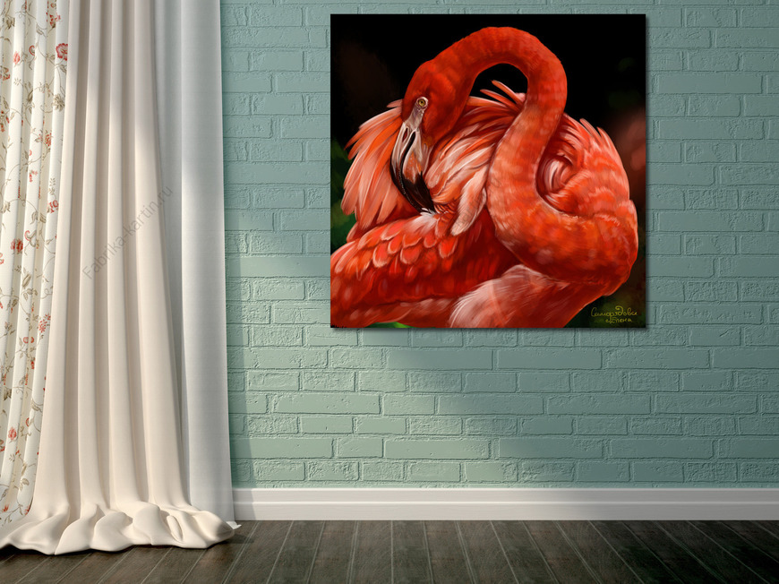 Картина Розовфй фламинго