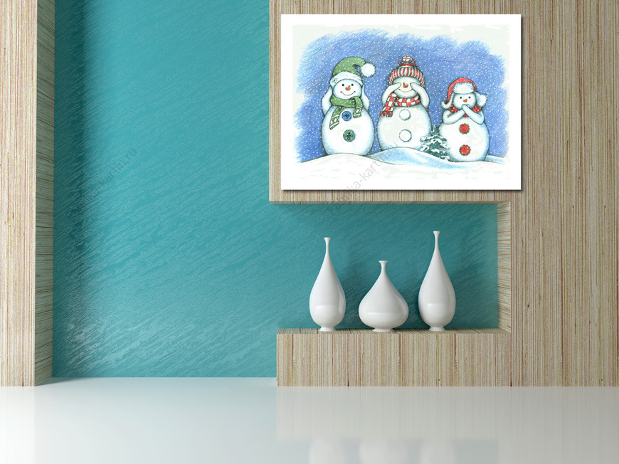 Картина Три мудрых снеговичка