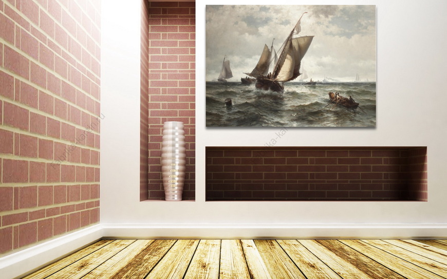 Картина Рыбацкие лодки в бурном море